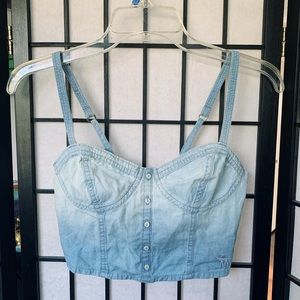 Abercrombie and Fitch Blue Chambray Crop Top